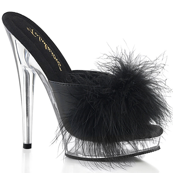 SULTRY-601F Plateau Pantoletten - Schwarz von Fabulicious