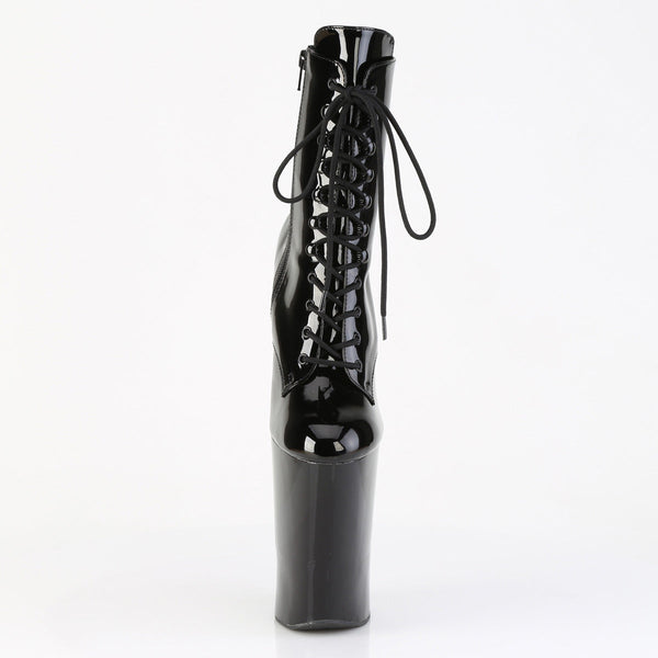 WORSHIP-1020 Plateau Stiefeletten Ponyheel Schwarz Lack von Pleaser – Ansicht 2