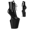 WORSHIP-1020 Plateau Stiefeletten Ponyheel Schwarz Lack von Pleaser
