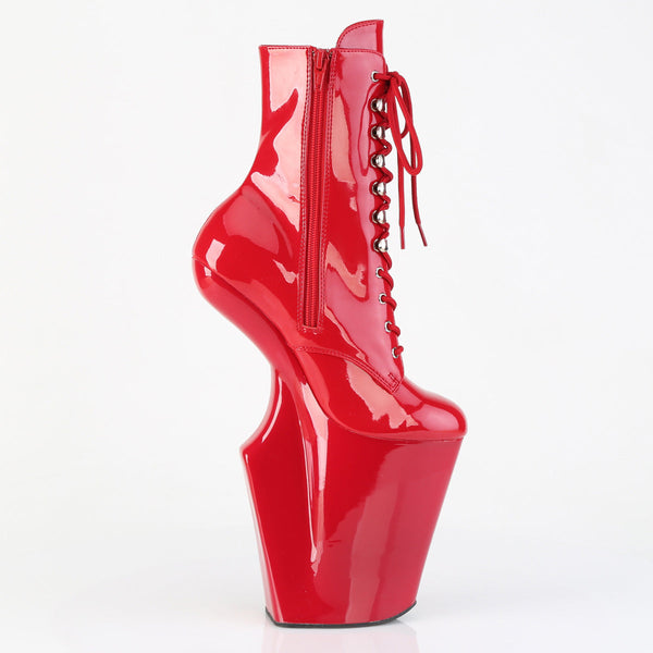 WORSHIP-1020 Plateau Stiefeletten Ponyheel Rot von Pleaser – Ansicht 5