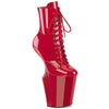 WORSHIP-1020 Plateau Stiefeletten Ponyheel Rot von Pleaser
