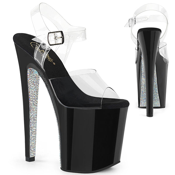 XTREME-808CRS Plateau Sandaletten Schwarz/Silber von Pleaser