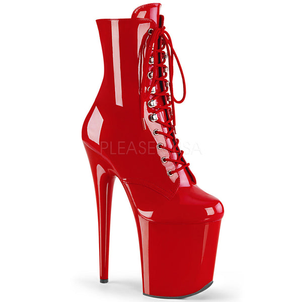 FLAMINGO-1020 Plateau Stiefel - Rot Lack von Pleaser