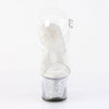 SKY-308RSI Plateau High Heel Sandaletten - Silber/Transparent Glitzer von Pleaser – Ansicht 3