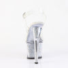 SKY-308RSI Plateau High Heel Sandaletten - Silber/Transparent Glitzer von Pleaser – Ansicht 4