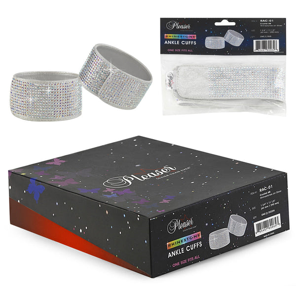 Ankle Cuffs Knöchelriemchen mit Glitzersteinchen Strass in Schwarz / Silber / Transparent von Pleaser – Ansicht 2