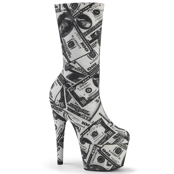 ADORE-1002DP Plateau Stiefeletten Dollar-Print von Pleaser