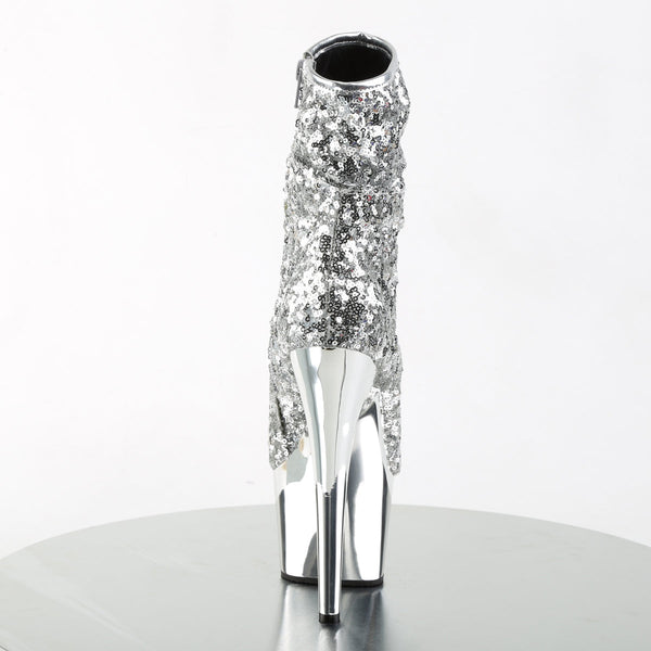ADORE-1008SQ Plateau Stiefeletten - Silber von Pleaser – Ansicht 4