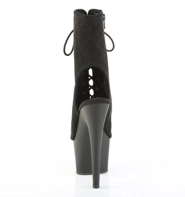 ADORE-1016 Plateau Peeptoe Stiefeletten Schwarz Velour von Pleaser – Ansicht 4
