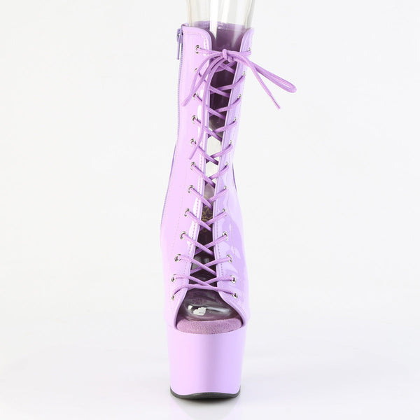 ADORE-1016 Plateau Peeptoe Stiefeletten Violett Lack von Pleaser – Ansicht 2