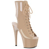 ADORE-1016 Plateau Peeptoe Stiefeletten Beige Lack von Pleaser