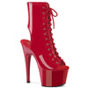 ADORE-1016 Plateau Peeptoe Stiefeletten Rot Lack von Pleaser