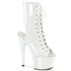 ADORE-1016 Plateau Peeptoe Stiefeletten Weiß Lack von Pleaser