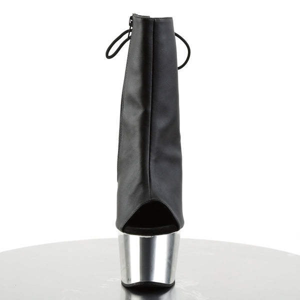 ADORE-1018 Plateau Stiefeletten - Schwarz Chrom von Pleaser – Ansicht 2