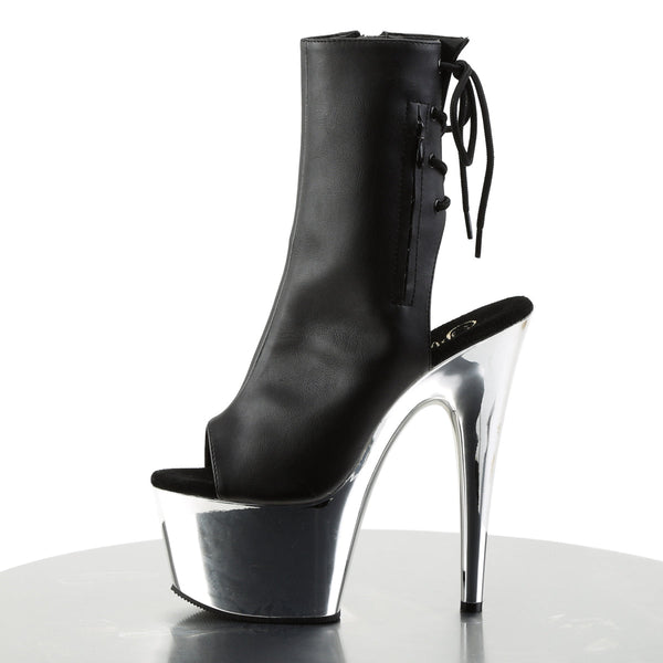 ADORE-1018 Plateau Stiefeletten - Schwarz Chrom von Pleaser – Ansicht 3