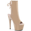 ADORE-1018 Plateau Peeptoe Stiefeletten Beige Lack von Pleaser