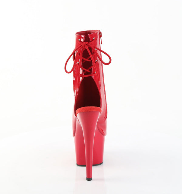 ADORE-1018 Plateau Peeptoe Stiefeletten Rot Lack von Pleaser – Ansicht 4