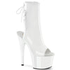ADORE-1018 Plateau Peeptoe Stiefeletten Weiß Lack von Pleaser