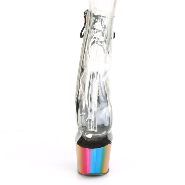 ADORE-1018RC Plateau Stiefeletten - Transparent/Regenbogen von Pleaser – Ansicht 2