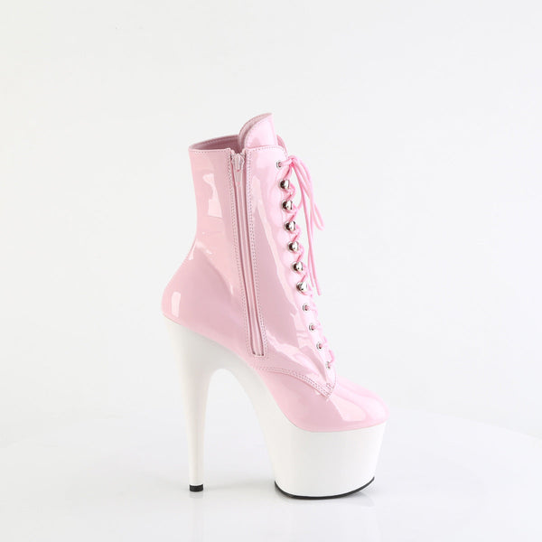 ADORE-1020 Plateau Stiefeletten Rosa/Weiß Lack von Pleaser – Ansicht 5