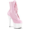 ADORE-1020 Plateau Stiefeletten Rosa/Weiß Lack | Pleaser