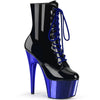 ADORE-1020 Plateau Stiefeletten Schwarz/Blau | Pleaser