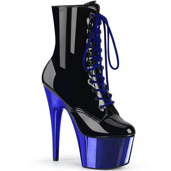 ADORE-1020 Plateau Stiefeletten Schwarz/Blau von Pleaser