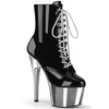 ADORE-1020 Plateau Stiefeletten - Schwarz/Silber | Pleaser