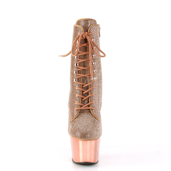 ADORE-1020CHRS Plateau Stiefel - Glitzersteine Roségold von Pleaser – Ansicht 2