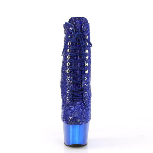 ADORE-1020CHRS Plateau Stiefeletten - Glitzersteine Blau von Pleaser – Ansicht 2
