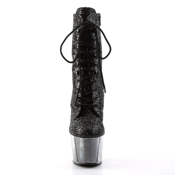 ADORE-1020G Plateau Stiefeletten Glitzer - Schwarz von Pleaser – Ansicht 2