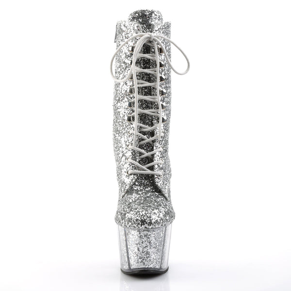 ADORE-1020G Plateau Stiefeletten - Silber Glitzer von Pleaser – Ansicht 2