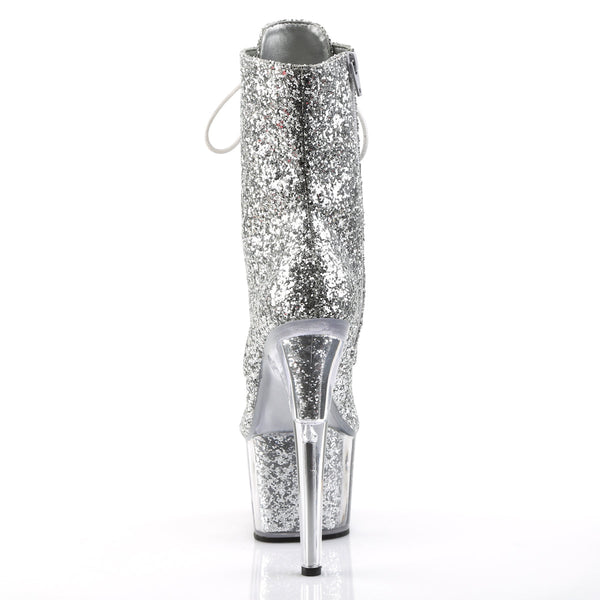 ADORE-1020G Plateau Stiefeletten - Silber Glitzer von Pleaser – Ansicht 4