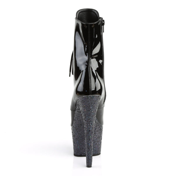 ADORE-1020LG Plateau Stiefeletten Schwarz/Schwarz Glitzer von Pleaser – Ansicht 4