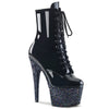 ADORE-1020LG Plateau Stiefeletten Schwarz/Schwarz Glitzer von Pleaser
