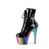 ADORE-1020RC Plateau Stiefeletten - Schwarz Lack/Regenbogen von Pleaser – Ansicht 3
