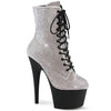 ADORE-1020RS Plateau Stiefeletten - Silber Glitzersteine von Pleaser