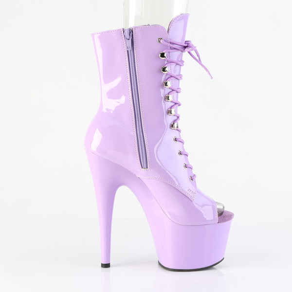 ADORE-1021 Plateau Peeptoe Stiefeletten Violett Lack von Pleaser – Ansicht 5