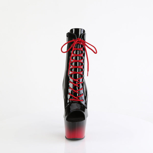 ADORE-1021BR-H Plateau Stiefeletten Rot/Schwarz Lack von Pleaser – Ansicht 2