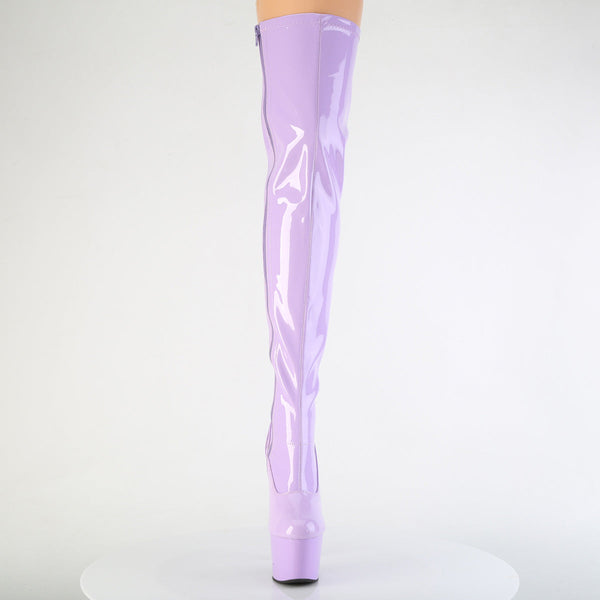 ADORE-3000 Plateau Overknee Stiefel Violett Lack Stretch von Pleaser – Ansicht 2