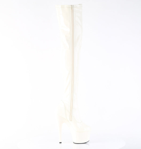 ADORE-3000 Plateau Overknee Stiefel Weiß Lack von Pleaser – Ansicht 5