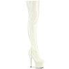 ADORE-3000 Plateau Overknee Stiefel Weiß Lack von Pleaser