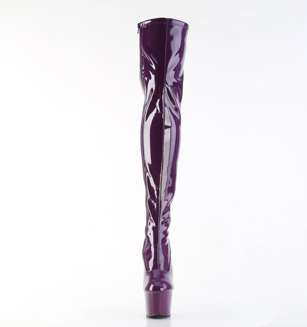 ADORE-3000 Plateau Overknee Stiefel Dunkel Violett Lack Stretch von Pleaser – Ansicht 2
