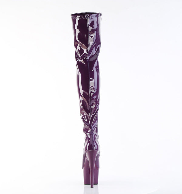 ADORE-3000 Plateau Overknee Stiefel Dunkel Violett Lack Stretch von Pleaser – Ansicht 4