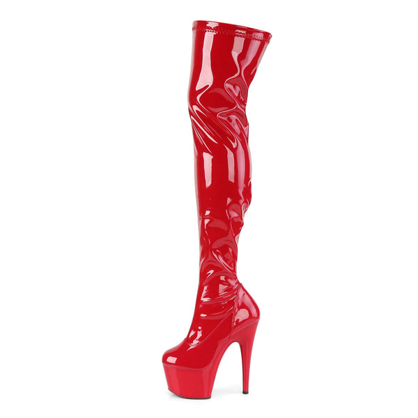 ADORE-3000 Overknee Plateaustiefel Rot von Pleaser – Ansicht 3