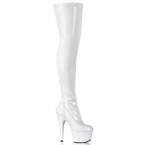 ADORE-3000 Plateau Overknee Stiefel Weiss von Pleaser