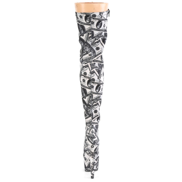 ADORE-3000DP Plateau Overknee Stiefel Dollar Print von Pleaser – Ansicht 4