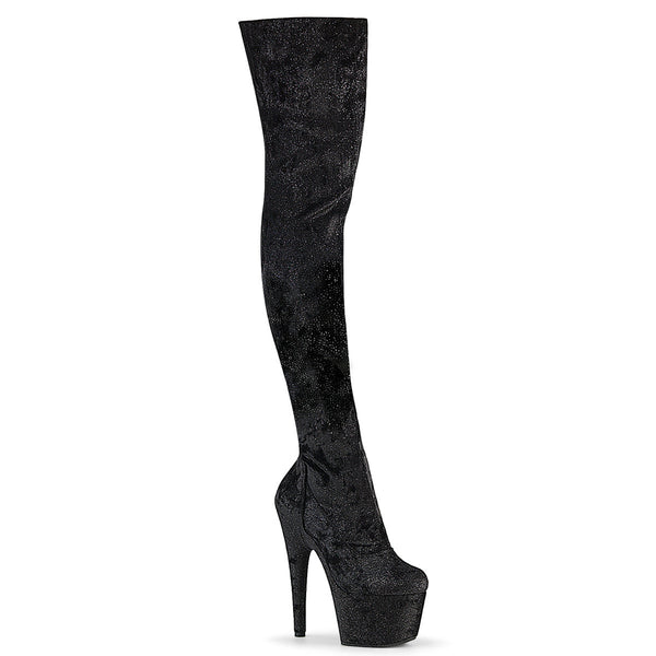 ADORE-3000WR Plateau Overknee Stiefel Schwarz von Pleaser