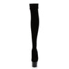 ADORE-3002 Plateau Overknee Stiefel Schwarz Samt von Pleaser – Ansicht 2
