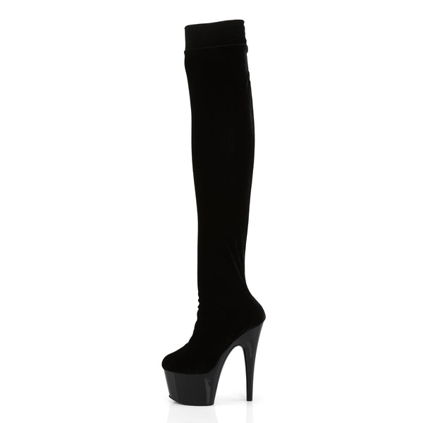ADORE-3002 Plateau Overknee Stiefel Schwarz Samt von Pleaser – Ansicht 3